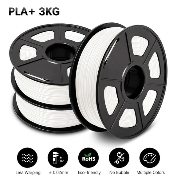 SUNLU 3D Printer Filament PLA Plus 1.75mm, SUNLU Neatly Wound 1.75mm PRO, PLA  Filament for Most FDM 3D Printer, Dimensional Accuracy  /- 0.02 mm, 1 kg Spool(2.2lbs), PLA  White 3KG