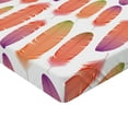 thumbnail image 2 of Ambesonne Feathers Fitted Sheet, Color Details Tile, Queen Size, Salmon Purple Green, 2 of 3