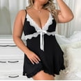 thumbnail image 7 of Xysaqa Plus Size Women Nightgown Sexy Floral Lace Chemise Sleepwear V Neck Womens Lingerie Sleep Dress Nightwear 2X 3X 4X Summer Savings, 7 of 7