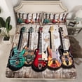 thumbnail image 2 of Homewish 3D Guitar Queen Sheet Sets for Men, Musical Instruments Flat Sheet, Rock and Roll Music Queen Fitted Sheet, Breathable Home Decor, 4 Pieces, 2 of 7