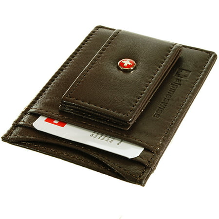 AlpineSwiss Mens Leather Money Clip Magnet Front Pocket Wallet Slim ID Card (Best Front Pocket Wallet With Money Clip)