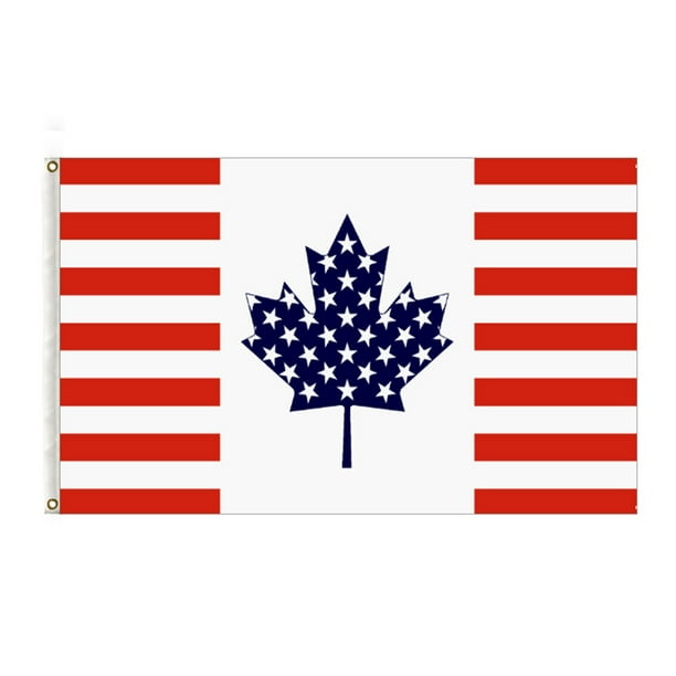 Decoración Con Banderas De Estados Unidos, Canadá Y Estados Unidos, Bandera De La Amistad, Bandera De 3'X5' Con Asta De Latón, Regalo, Banderas De Canadá, Banderas Y Accesorios