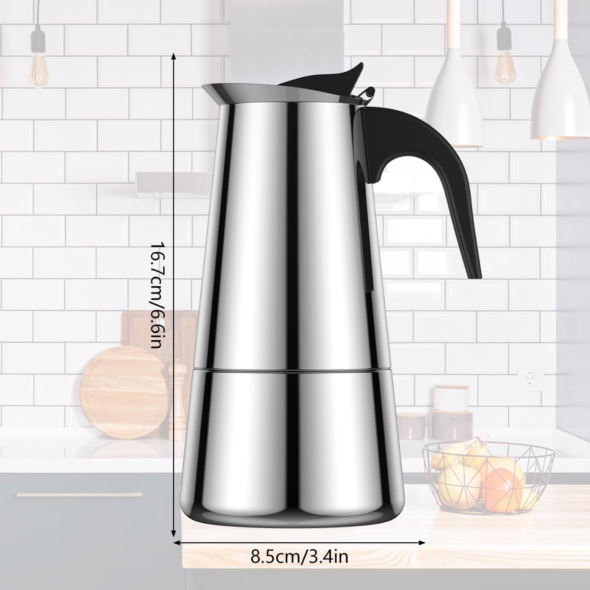 Pcapzz Espresso Maker Induction Coffee Maker Stainless Steel Stovetop Coffee Maker Moka Pot 200ml/4 Cup Portable Coffee Maker Pot Suitable for Induction Cookers Stovetop Home Camping
