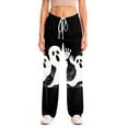 thumbnail image 5 of Zydvens Women Halloween Pajama Pants Wide Leg Lounge Wear with Pockets Soft Elastic Waist Drawstring Sleepwear Bottoms Splatter Pumpkin Print Costume Cosplay Party S-3XL, 5 of 7