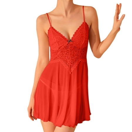 Sexy Nightgown For Women Sexy Dresses Red Lingerie For Women Lace Dress Babydoll Lingerie For Women