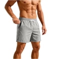 thumbnail image 2 of lcziwo Men Shorts with Pockets Twill Summer Holiday Elastic Waist Trunks Camping Fishing Outdoor Drawstring Dress Shorts Gray XL, 2 of 10