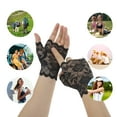 thumbnail image 4 of Unique Bargains Christmas 1 Pair Sunblock Fingerless Gloves Half Finger Thin Sun Block Driving Gloves for Women Black, 4 of 5