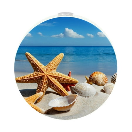 

LED Night Light Lamp with Smart Sensor Dusk to Dawn Sensor 2-Pack for Bedroom Bathroom Hallway White 0.5W Plug-in Beach Ocean Starfish Conch Landscape Summer