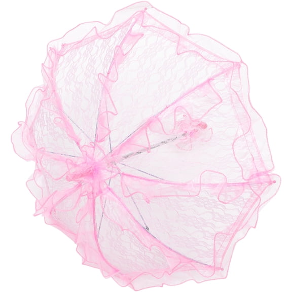 STRANDCHIC Lace Parasol Umbrella Pink Silk for Wedding and Party Decorations