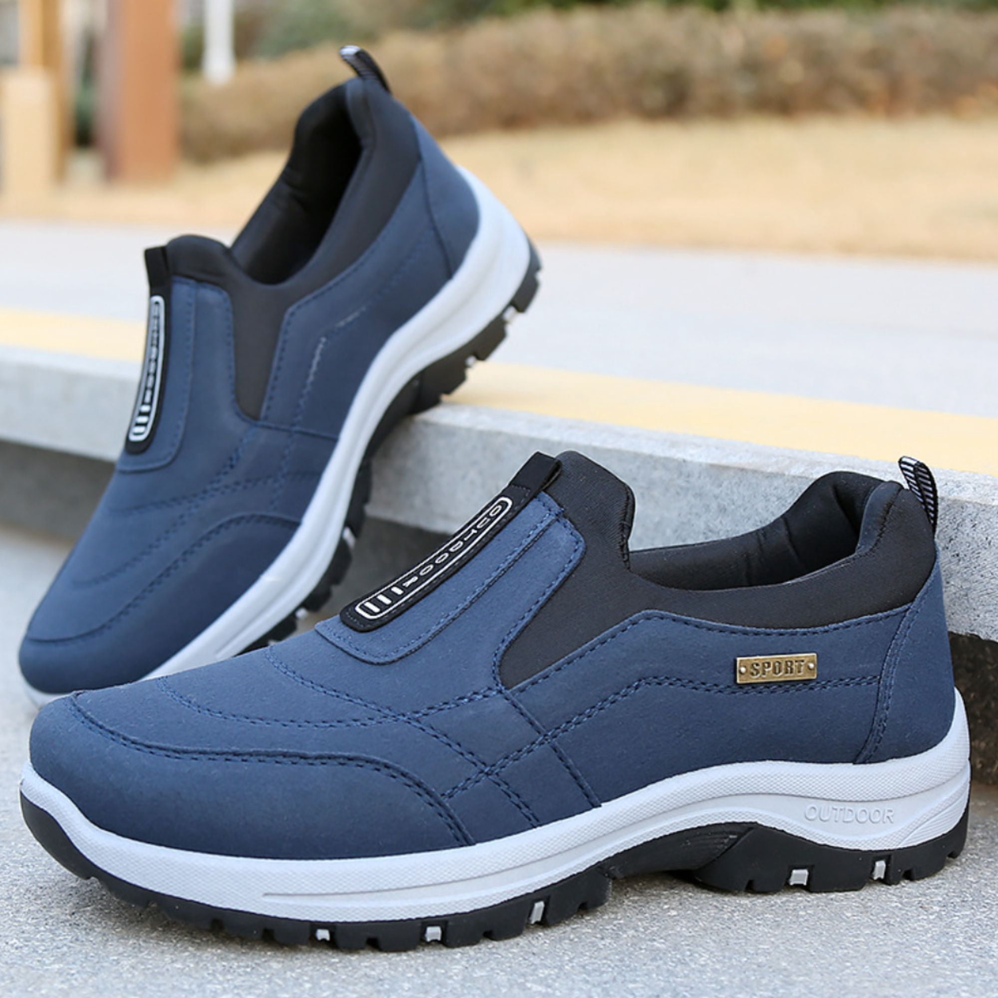 CHICVOMEY Orthopedic Shoes for Men Walking Sneakers with Arch Support Comfortable Slip On Waterproof Hiking Sneakers Outdoor Non Slip Casual Everyday Wear