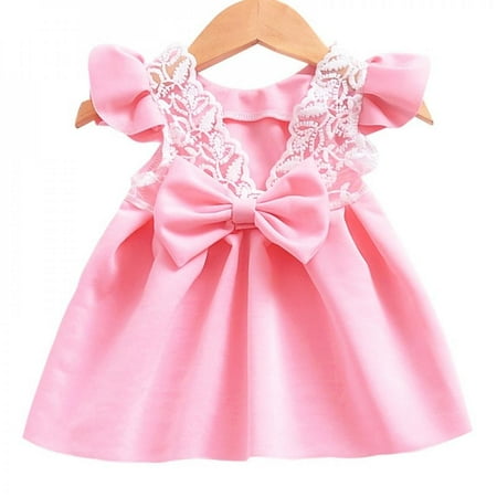 

Clearance Summer Girls Princess Dressborn Baby Girls Dresses Cute Bow Tie Lace Back Petal Sleeve Kid Girl Clothes Vestido Infantil