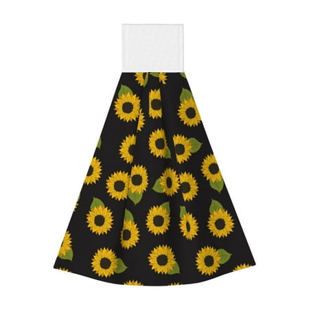 

Adobk Sunflowers Print Coral Velvet Hand Wipes Fashion Hanging Kitchen Towel for Bathroom Washcloth Absorbent Tie Towel