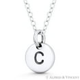 thumbnail image 3 of Initial Letter "C" Engraved Tiny 11x8mm (0.4"x0.3") Circle Pendant & Chain Necklace in .925 Sterling Silver, 3 of 3