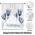 thumbnail image 3 of Blue Floral Swag Curtain Valance for Windows, Blue Tulips Green Leaf Window Treatments Short Swag Topper for Kitchen Windows Bathroom Bedroom, 36"x45", 3 of 8