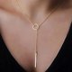 thumbnail image 4 of Collar Lariat para mujer, delicados collares largos chapados en oro de 14 quilates con colgante de perlas CZ en forma de corazón, collar con forma de gota de oro simple TUNC Sencillez, 4 of 5