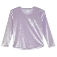 thumbnail image 2 of Sleep On It Girls 2-Piece Velour Pajama Pant Sleep Set - Purple Foil , 14-16, 2 of 5