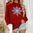 thumbnail image 2 of FAWUUDO Womens Fall Sweater Cute Bow Print Long Sleeve Pullover Casual Oversized Burgundy, 2 of 6