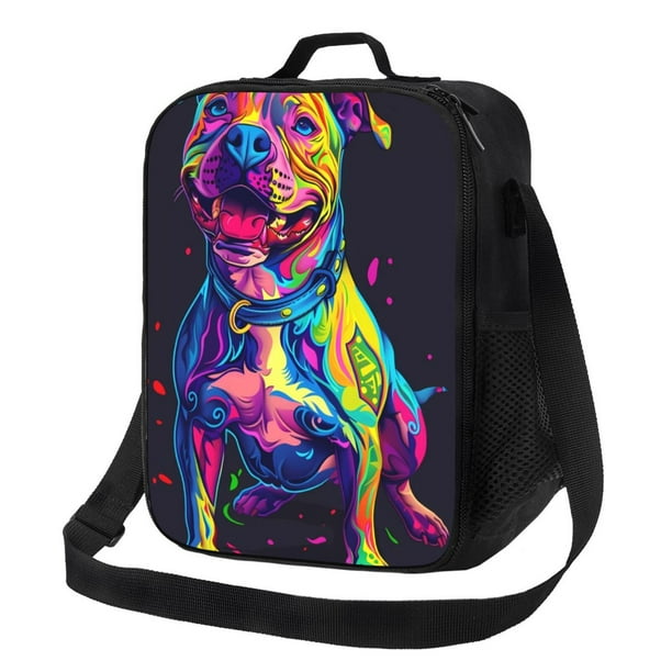 Disketp Neon Pop Art Pitbull Bolsa Térmica Estampada para Almuerzo, Lonchera para Hombres y Mujeres Adultos