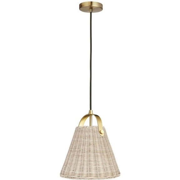 Dainolite 1 Light Incandescent Pendant Aged Brass with Wicker Shade