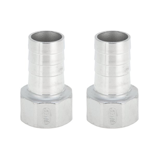 Conectores de rosca hembra de manguera de acero inoxidable 304 Unique Bargains 1.3" OD 1.2" BSPT para aire, agua, aceite, gas, combustible, 2 piezas tono plateado