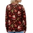 thumbnail image 4 of Women's Fashion Long Sleeve Christmas Snowman Snowflake Print Jacket Cardigan for Holiday Party and Casual Daily Wear,Wine,XL, 4 of 5