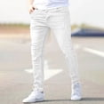 thumbnail image 2 of LMOIPLI Mens Slim Fit Distressed Jeans Washed Denim Fabric Stretch Comfortable Casual Streetwear Trousers White L, 2 of 7