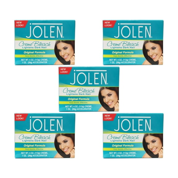5 Pack - Jolen Creme Bleach Original Lighten Dark Hair 4oz Each