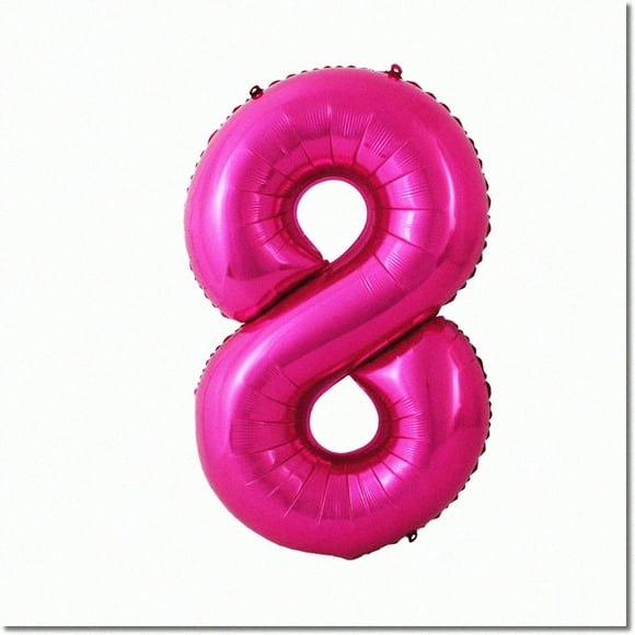 Bright Pink Jumbo Number 8 Balloon - 40" Large Mylar Birthday Party Decoration with Helium, Perfect Supplies for 8th Birthdays