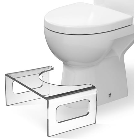 Squat Potty Toilet Foot Stool Clear Acrylic Waterfall Design 7-Inch Toilet Stool Non-Slip Toilet Step Stool with Attached Strips for Comfortable Use