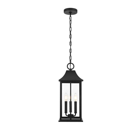 Elegant Lighting Shepard 8 X 20.5" Outdoor Pendant In Black