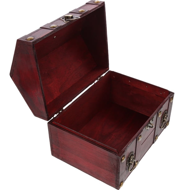 Caja de madera para guardar joyas, cofre vintage para baratijas, cofre de recuerdos con tapa, cofre del tesoro