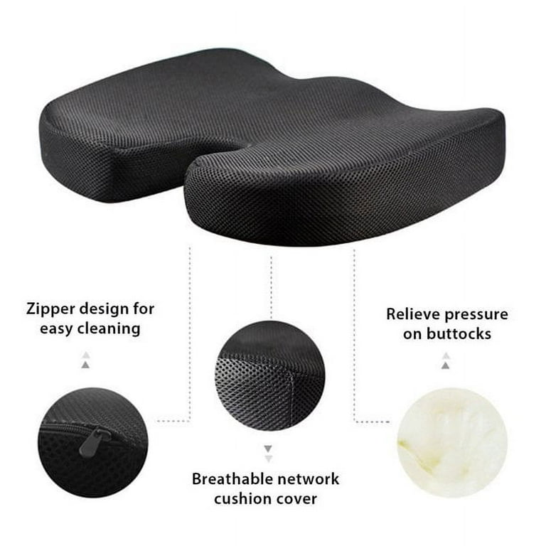 Alanfit Ortho Elite Edition Memory Foam Orthopedic Coccyx seat Cushion,  Ergonomic, Lower Back and Coccyx Support, Premium Washab