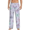 thumbnail image 2 of Goofa Purple Butterfly Printed Soft Pajama Pants for Men, Wide Leg Comfy Casual Lounge Yoga Pants-Small, 2 of 9