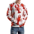 thumbnail image 2 of POBUDS Hoodie, Regular Fit Sporty Pullover Hooded Sweatshirt for Men Women Lobster Pattern Print Fabric XL, 2 of 6