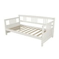 thumbnail image 3 of Solid Wood Daybed Frame, Twin Daybed with Headboard, Sturdy Slats Support, No Box Spring Needed, Space Saving Sofa Bed for Living Room, Platform Twin Size Daybed for Kids Adults, White, D1466, 3 of 10
