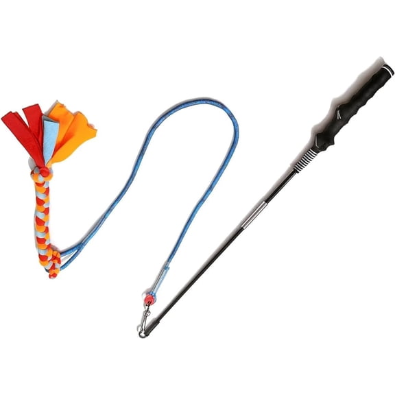 Interactive Flirt Pole Toy for Dogs – Agility Training & Exercise Chase Stick, Durable Tug Teaser Wand with Strong Rope Lure, Outdoor Play Toy for All Dog Sizes (35-Inch Pole)