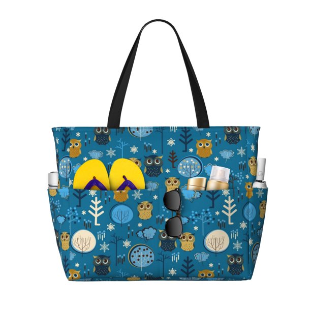 Fotbe Cute Colorful Owls And Trees Bolsa de Viaje para Playa - Resistente al Agua, Bolsa Tote de Gran Capacidad y Ligera con 7 Bolsillos para Mujeres y Hombres