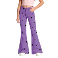 thumbnail image 2 of Girls Flare Pants 70s Classic Casual Y2k Five-Pointed Star Print Bootcut Pants Bell Bottoms Trousers with Pockets 5-16 Years, 2 of 7