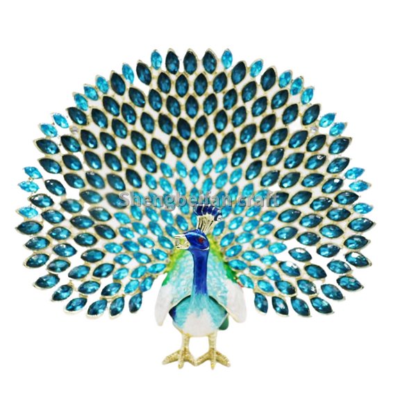 Peacock Trinket Boxes HingedJewelry Box with Crystals Collectible Trinkets Home Gift Enamel Decorative Tiny Keepsake Box Decor Necklace Rings Earrings Organizer