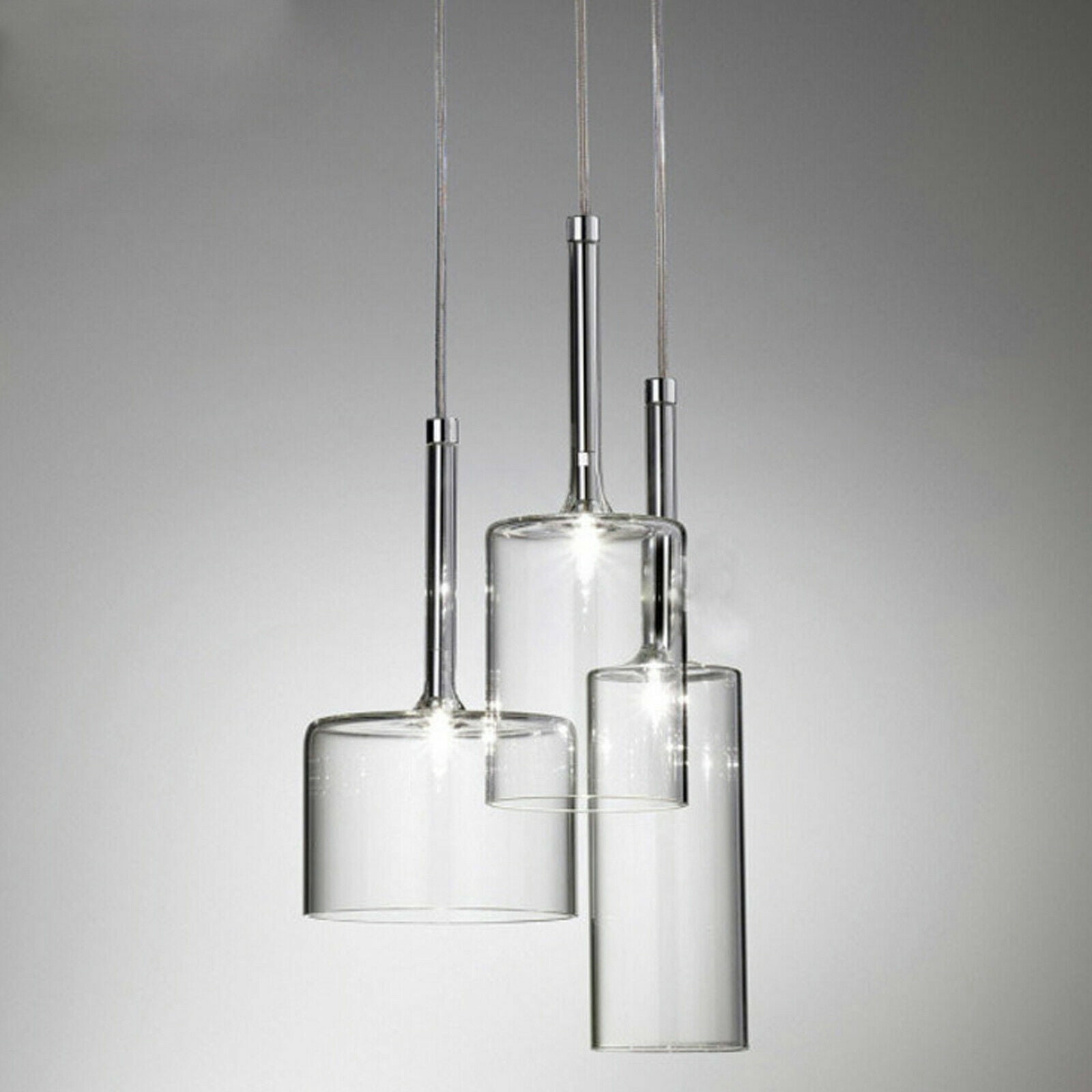 Fichiouy Modern 3-Head Kitchen Island Lamp G4 Chandelier Pendant Hanging Ceiling Light Fixture Clear