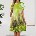 thumbnail image 2 of Cute Little Easter Bunnies on Green Grass Women's Dress Short Sleeve Summer Sundress Summer Women Clothes, 2 of 7