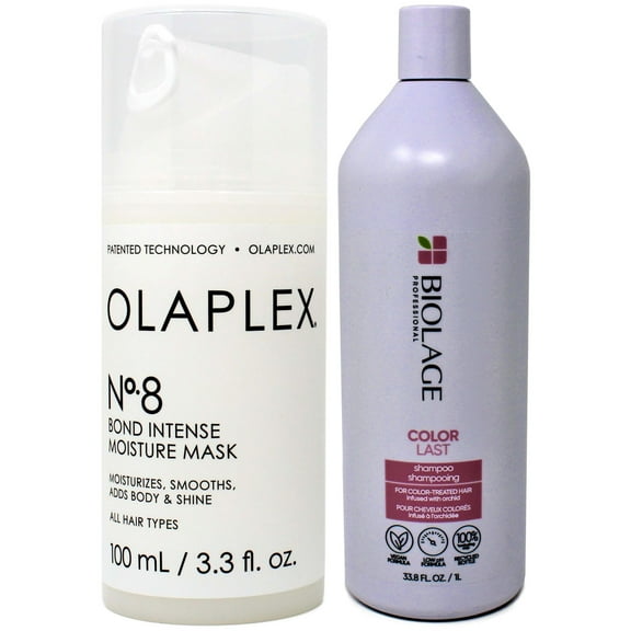 Olaplex No. 8 Bond Intense Moisture Mask, 3.3 oz & Matrix Biolage Color Last Shampoo, 33.8 oz