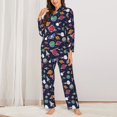 thumbnail image 6 of Salouo Rocket Satellite Pattern Women's Pajamas Set Long Sleeve Button Down Sleepwear Soft Pj Lounge Sets for women 2 Piece Pjs Set with Long Pants -XX-Large, 6 of 8