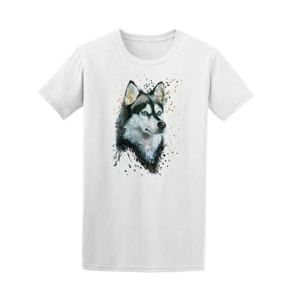 Watercolor  Of Husky Dog Hand Drawn T-Shirt Men -Image by Shutterstock, Male Large