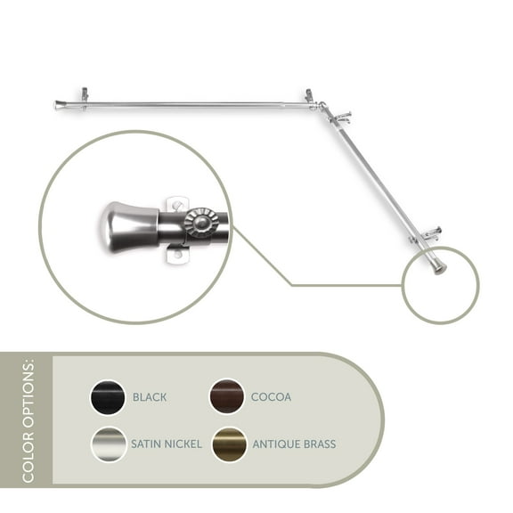 13/16" Single Corner Curtain Rod 28"-48" each side - Satin Nickel