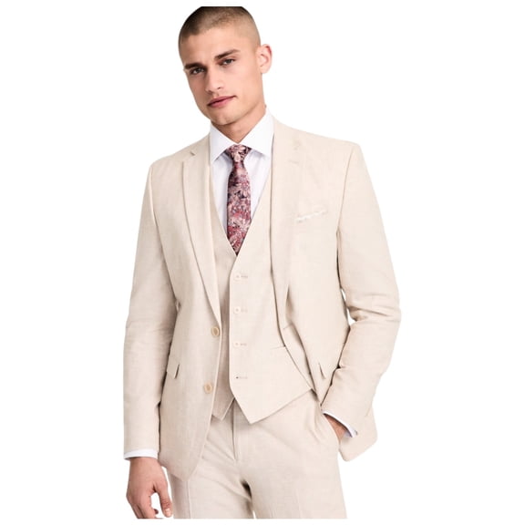 Bar Iii Mens Slim fit Suit Jacket Blazer 40 L Beige Solid