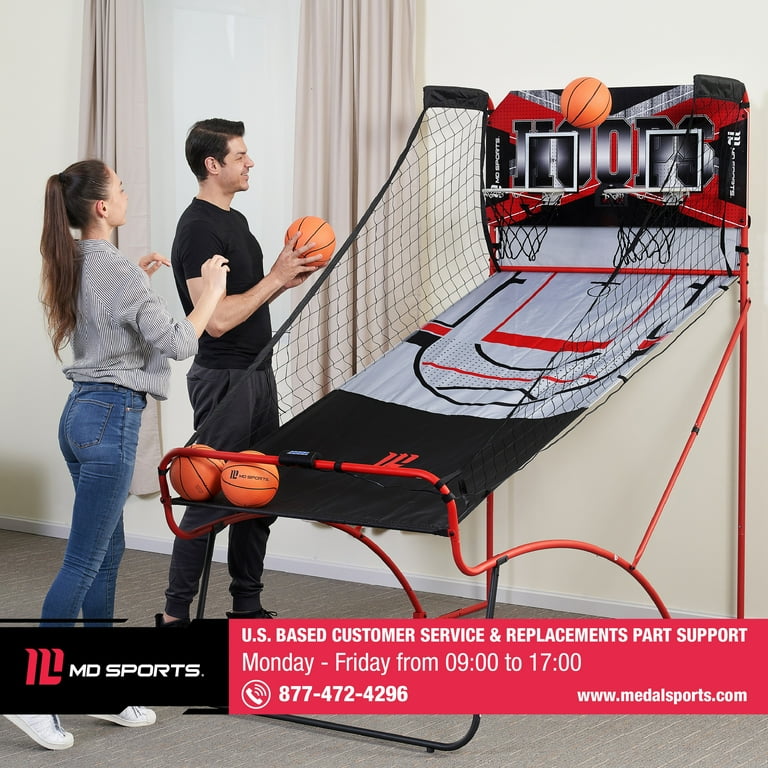 MD Sports EZ Fold Indoor Dual Shot 81 Arcade Basketball Game LED Scorer Black Red Walmart