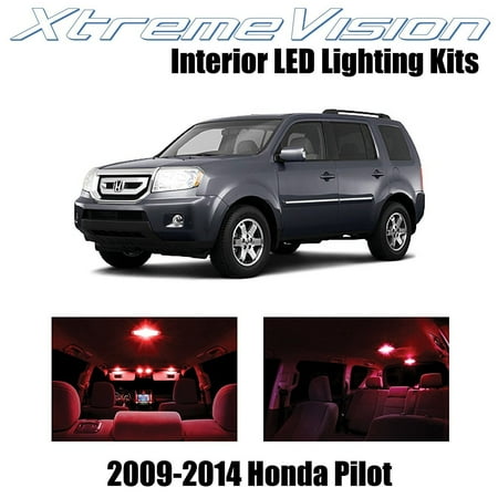 Red Interior Led Package - XtremeVision LED for Honda Pilot 2009-2014 (16 Pieces) Red Premium Interior LED Kit Package + Installation Tool