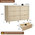 thumbnail image 5 of Weselon 6 Drawer Dresser, Wood Chest of Drawers, Modern Fluted Wide Chest of Drawers, Beside Table for Closet, Storage Cabinet Organizer for Bedroom, Living Room and Entryway, Natural, 5 of 6