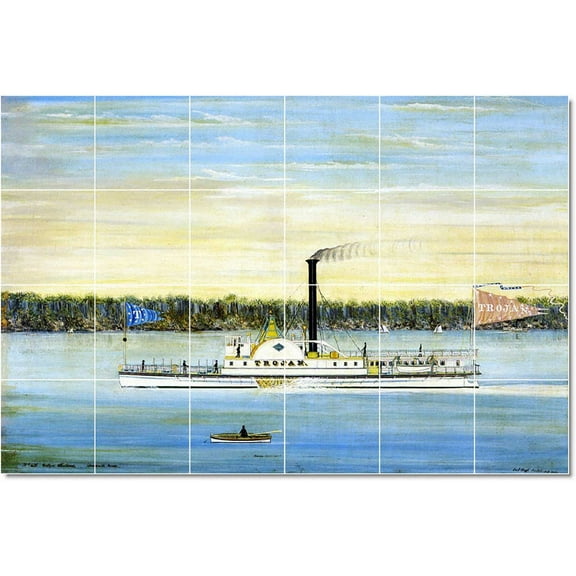 Ceramic Tile Mural-James Bard Ships Tile Mural Residential Remodeling Idea. 72" w x 48" h using (24) 12 x 12 ceramic tiles